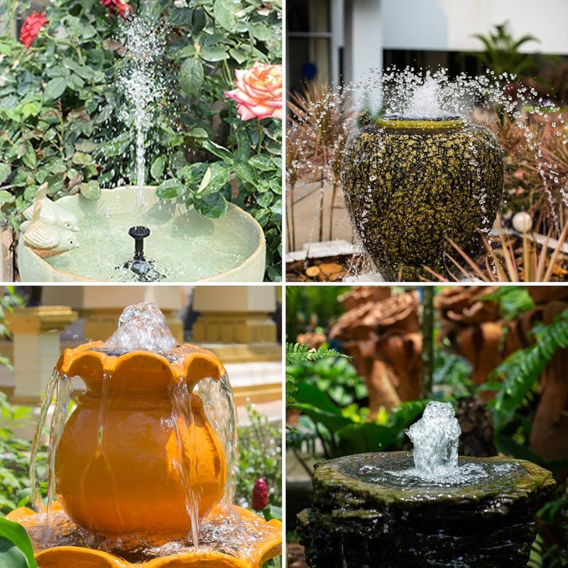 AISITIN 2.5W Solar Fountain Pump, DIY Outdoor Solar Water Fountain with 6 Nozzles and 4ft Water Pipe, Solar Powered Pump for Bird Bath, Ponds, Garden and Fish Tank Garden, Pond - Image 4